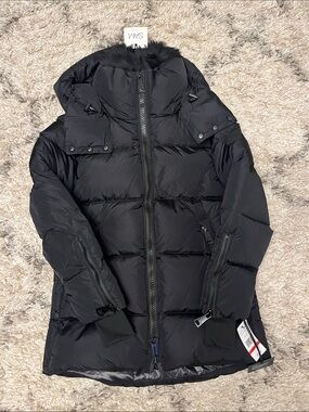 SAM. Scarlett shearling trim puffer coat down jacket. Black. Size xs. New.